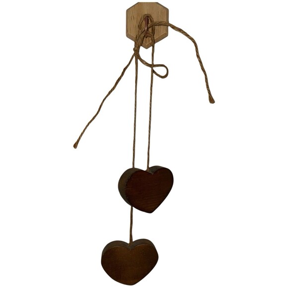 Vintage Wooden Heart Hanging Decor Set Country Grandmacore Primitive Wall Art - Picture 12 of 13